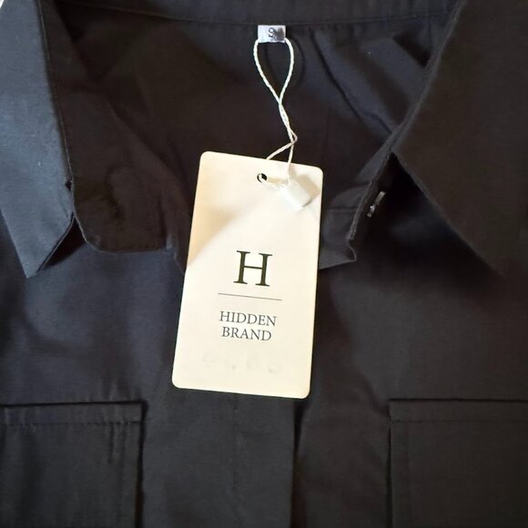 Hidden Black Button-up Long Sleeve Shirt with Breast Pockets, Size S NWT - Picture 7 of 7